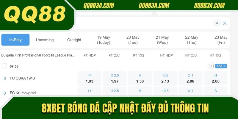 8xbet bóng đá cập nhật đầy đủ thông tin